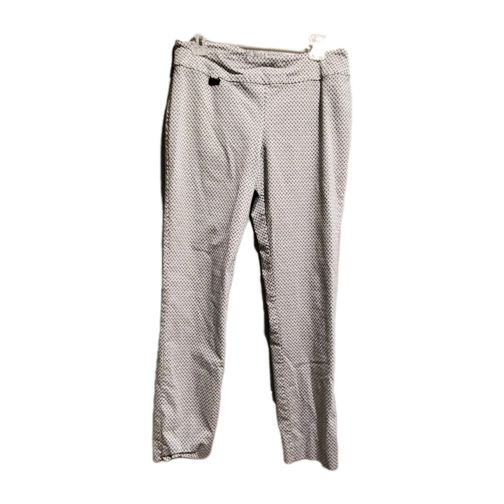 Peck And Peck Pull On Pants Womens Size 14 Tall White And Black Stretch Straight